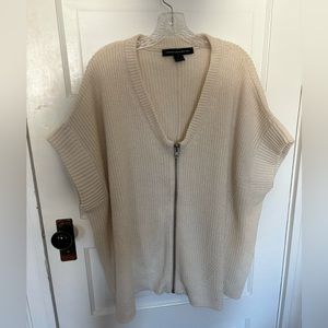 French Connection Zip Up Cream Sleeveless Sweater